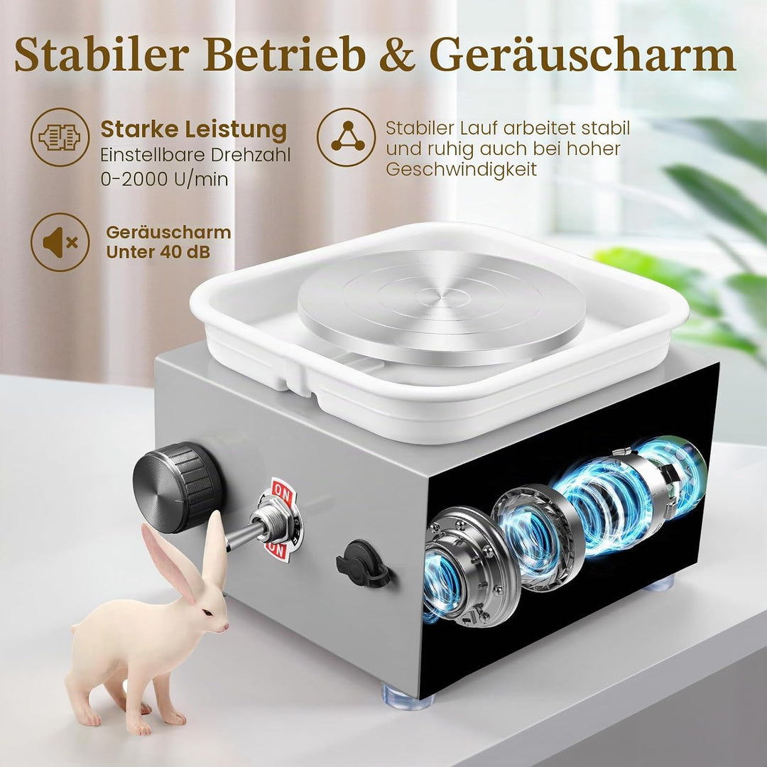 Töpferscheibe, Töpferscheibe Elektrisch mit 2000 U/min Einstellbare Geschwindigkeit, Pottery Wheel m