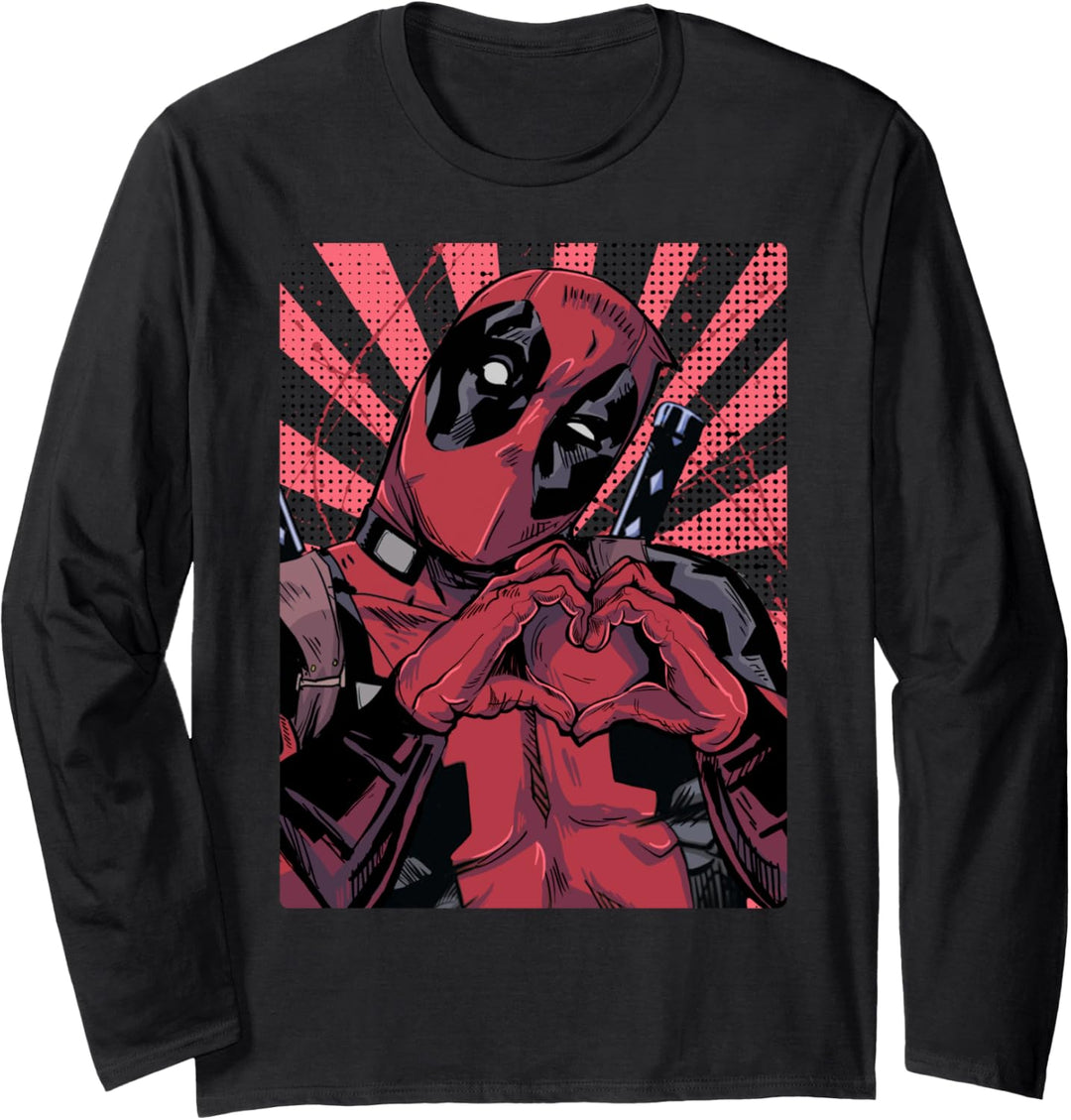 Marvel Deadpool Closed Hand Heart Langarmshirt