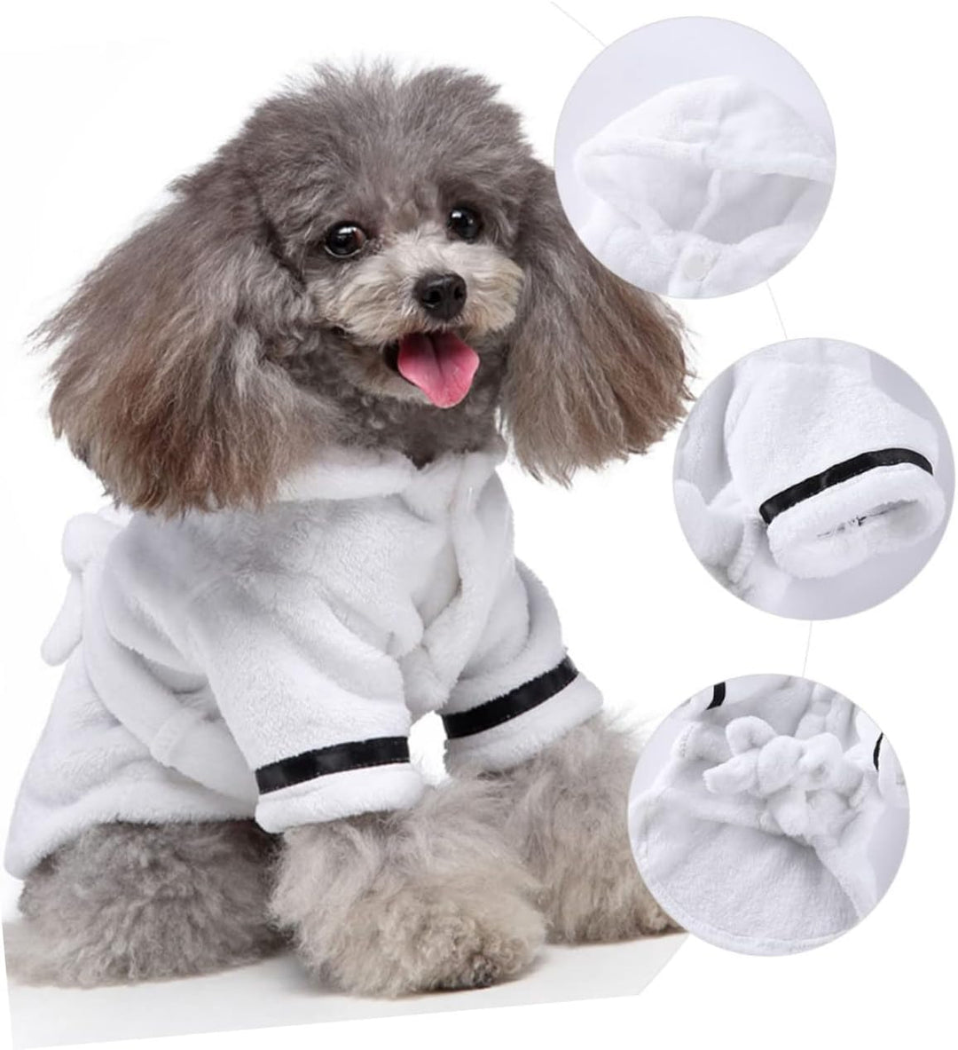 UPKOCH Hundebademantel aus Polyester für Kleine Hunde Saugfähig und Schnell Trocknend Weiss mit Bequ