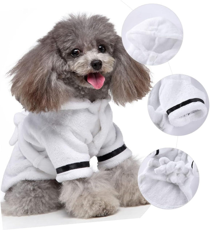 UPKOCH Hundebademantel aus Polyester für Kleine Hunde Saugfähig und Schnell Trocknend Weiss mit Bequ