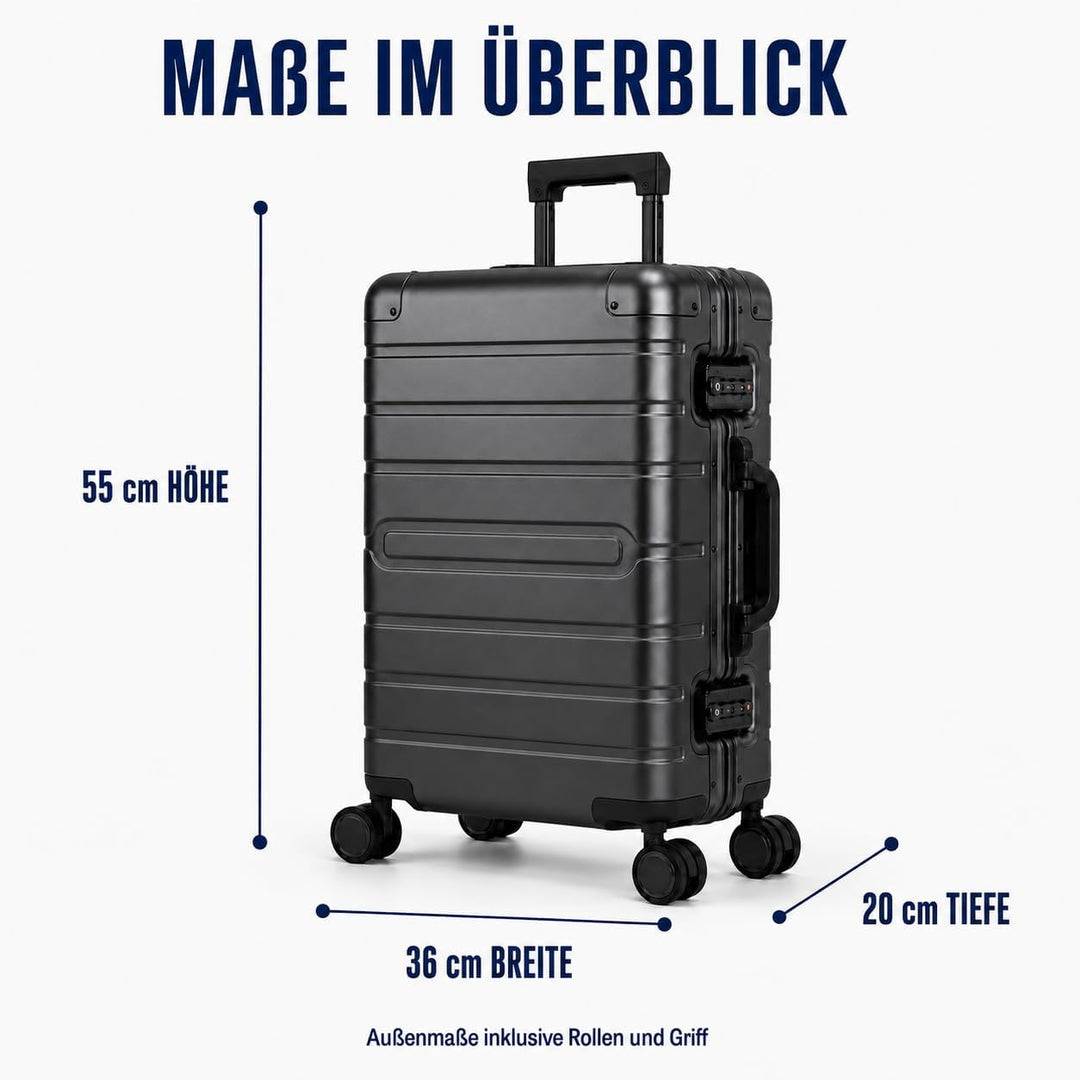 Travelhouse Oslo Alu Reisekoffer Graphit Dunkel Bordkoffer Hartschale Reisegepäck Reisetrolley Troll