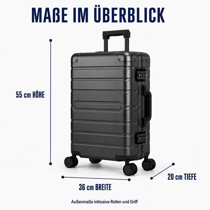 Travelhouse Oslo Alu Reisekoffer Graphit Dunkel Bordkoffer Hartschale Reisegepäck Reisetrolley Troll