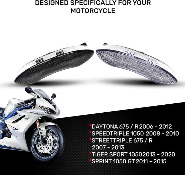 avdb-moto LED-Bremslicht mit integrierten Blinker kompatibel mit Triumph 675 Speed Street Triple (Kl