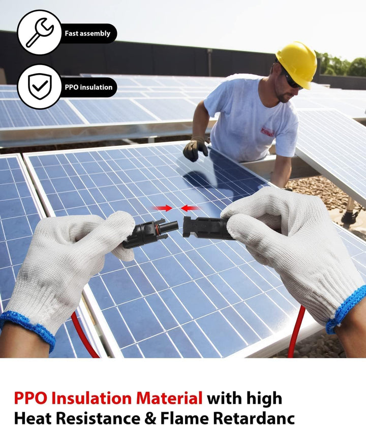 Solarsys® - 1,5 Meter Solarkabel 6mm² mit PV Solarstecker IP68 10AWG TÜV-Zertifika DC 1500V Solarkab