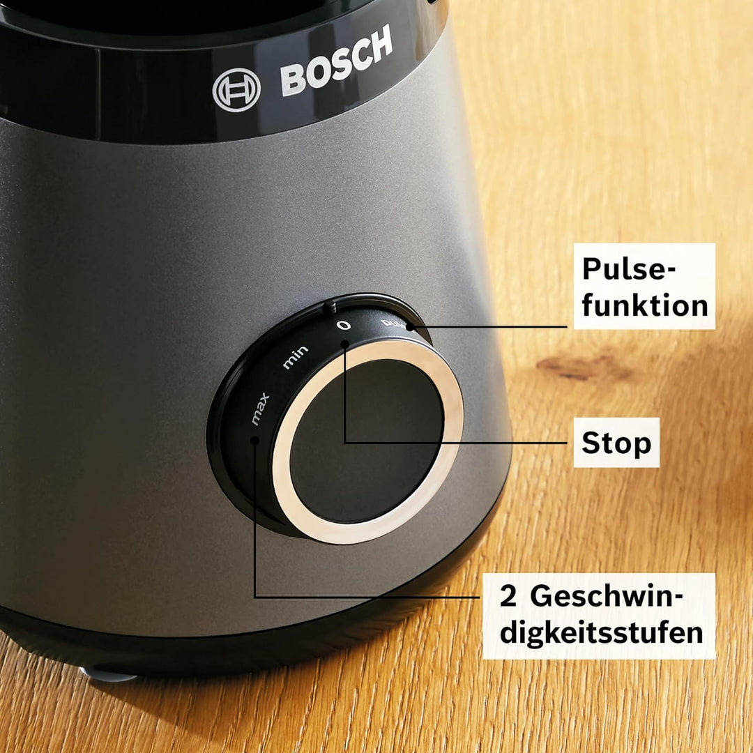 Bosch Standmixer VitaPower Serie 4 MMB6172S, Edelstahl-Klingen Made in Germany, 1,5l ThermoSafe Glas