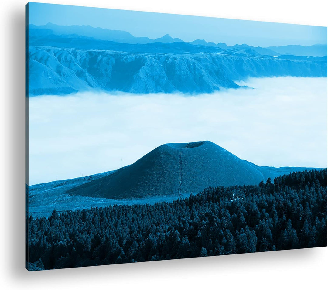 deyoli Aso Komezuka Vulkan in Japan Format 60x40 Effekt: Monocrome Blau als Leinwandbild, Motiv fert