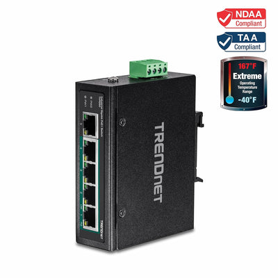 TRENDnet TI-PG50 5-Port-gehärteter industrieller nicht verwalteter Gigabit-Switch, 10/100 / 1000 Mbi