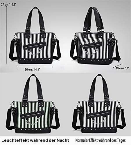 KEEPOP Damenmode Niet Handtasche Geldbörse Canvas Punk Tote mit Schultergurt Umhängetasche Grosse Ka