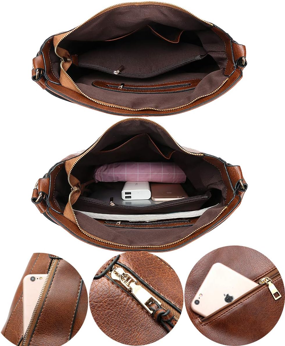 Kris Anna Damen Hobo Eimer Schultertasche aus PU Leder Braun EINWEG, Braun