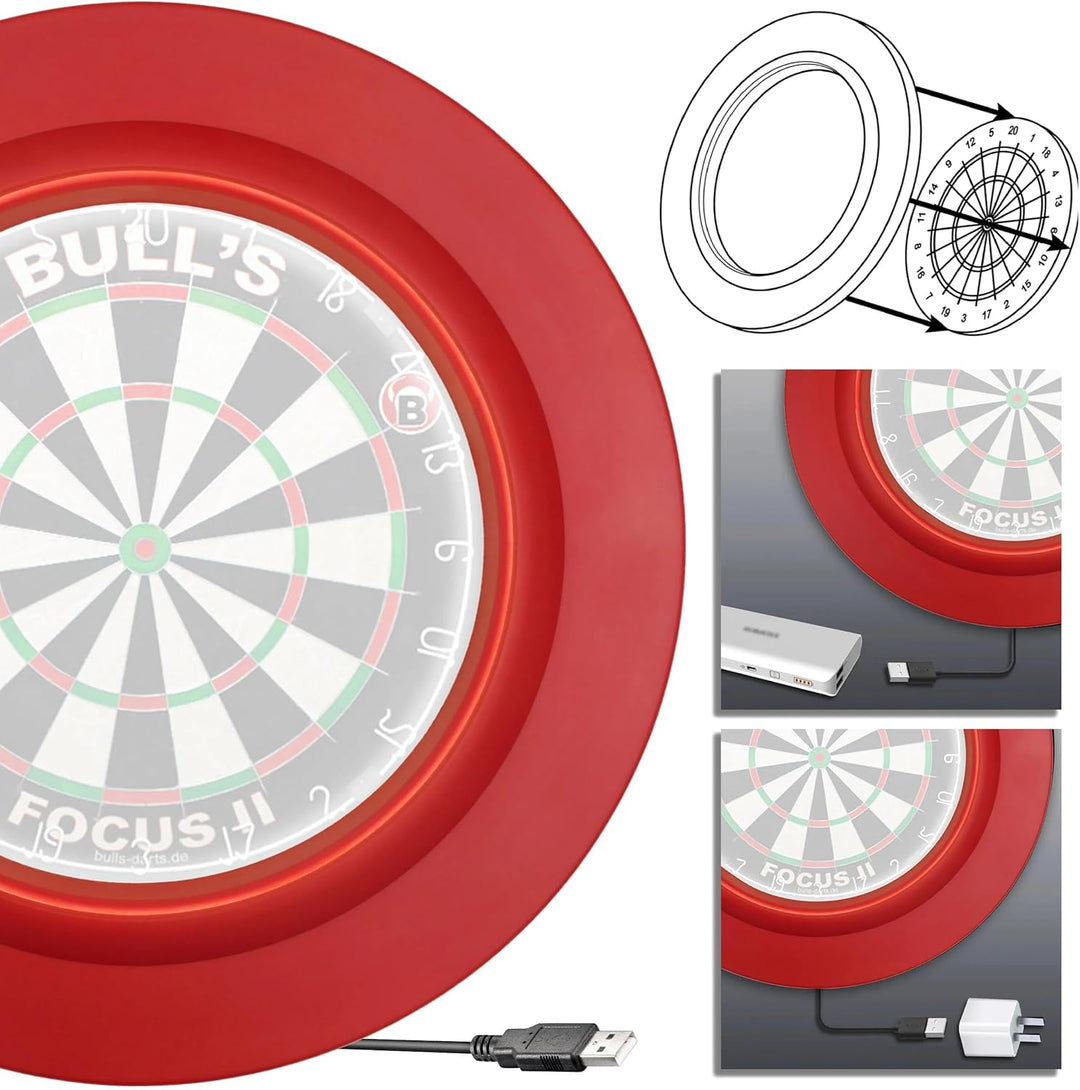 BULL'S Dart Lightning LED PU Surround Dartboard Light Dartboard Beleuchtung Dartscheiben Licht Kombi
