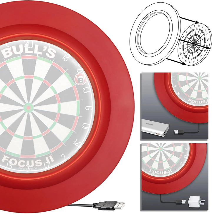 BULL'S Dart Lightning LED PU Surround Dartboard Light Dartboard Beleuchtung Dartscheiben Licht Kombi