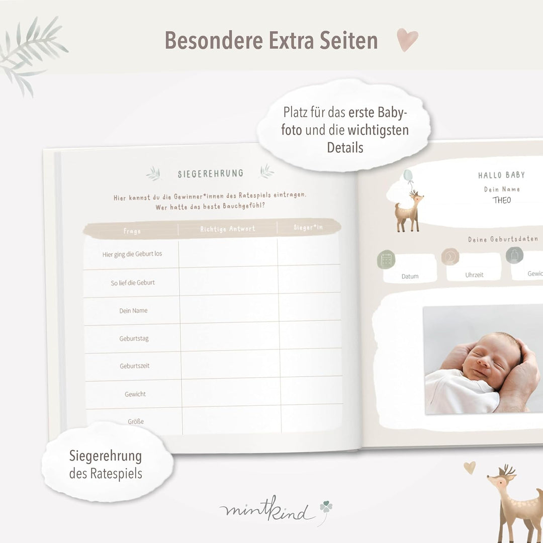 mintkind® Gästebuch "Meine Babyparty" Rosa - Babyparty Geschenk für Junge & Mädchen, Baby Shower & G
