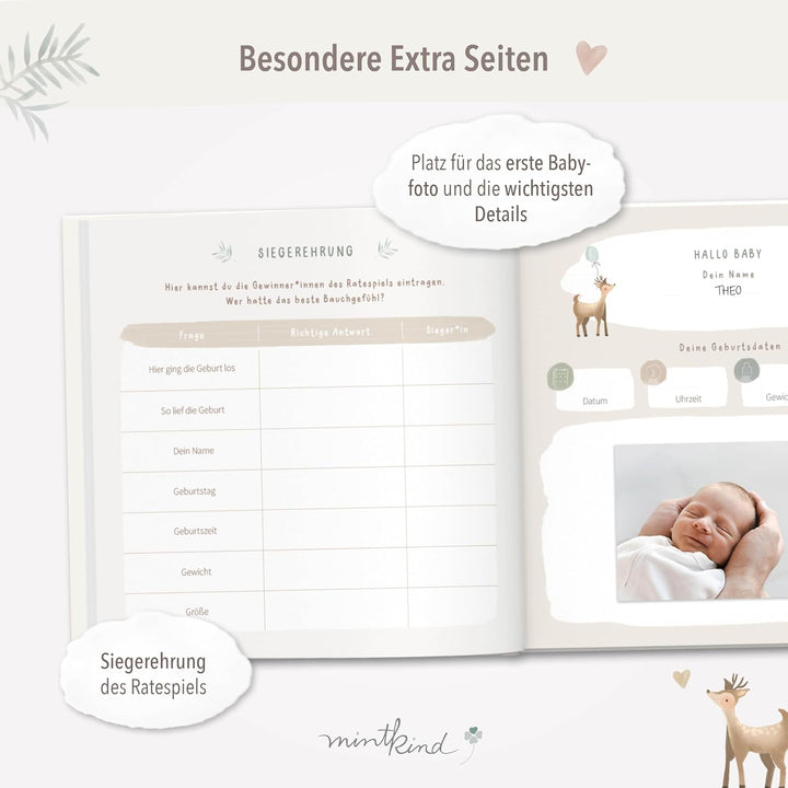 mintkind® Gästebuch "Meine Babyparty" Rosa - Babyparty Geschenk für Junge & Mädchen, Baby Shower & G