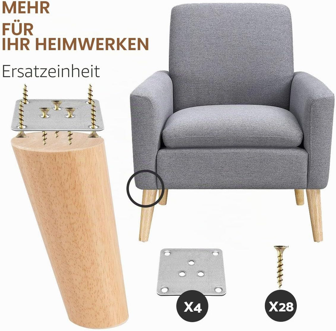 40cm Holz Möbelfüsse, Btowin 4 Stück Massivholz Tischbeine Möbelbeine DIY Ersatz mit Montageplatten