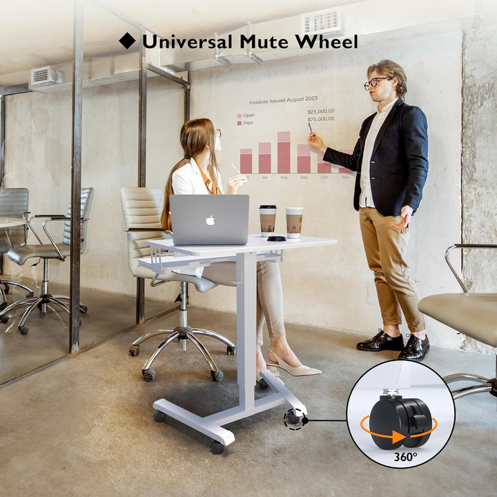 BONTEC Schreibtisch Höhenverstellbar mit Tastaturablage, mobiles Podium, Computer-Workstation bis zu