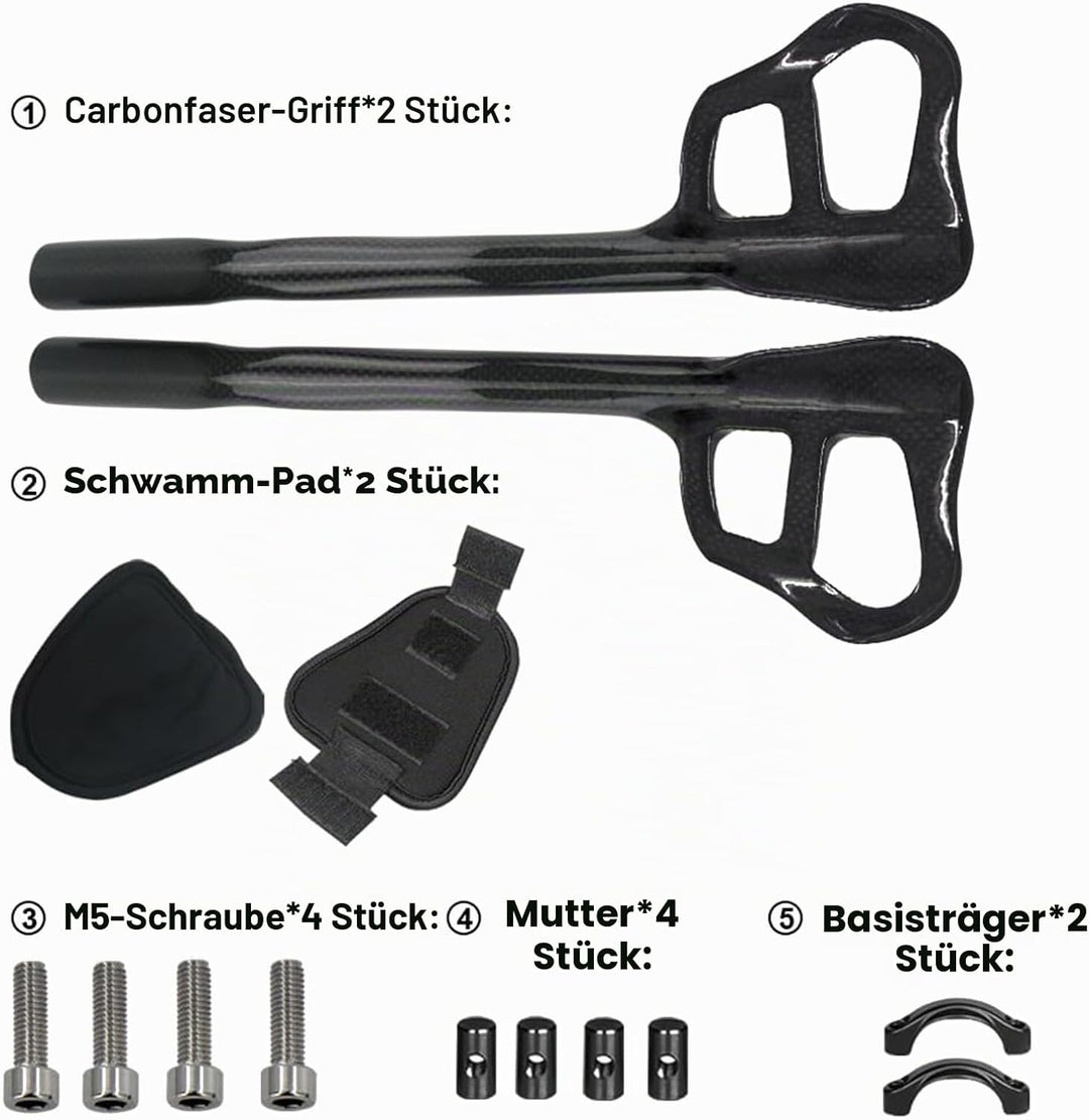Alfa Pasca Rennrad Triathlon Lenkeraufsatz Fahrrad Triathlon Lenker Schwarz TT Bar Endet 340mm 3K Gl