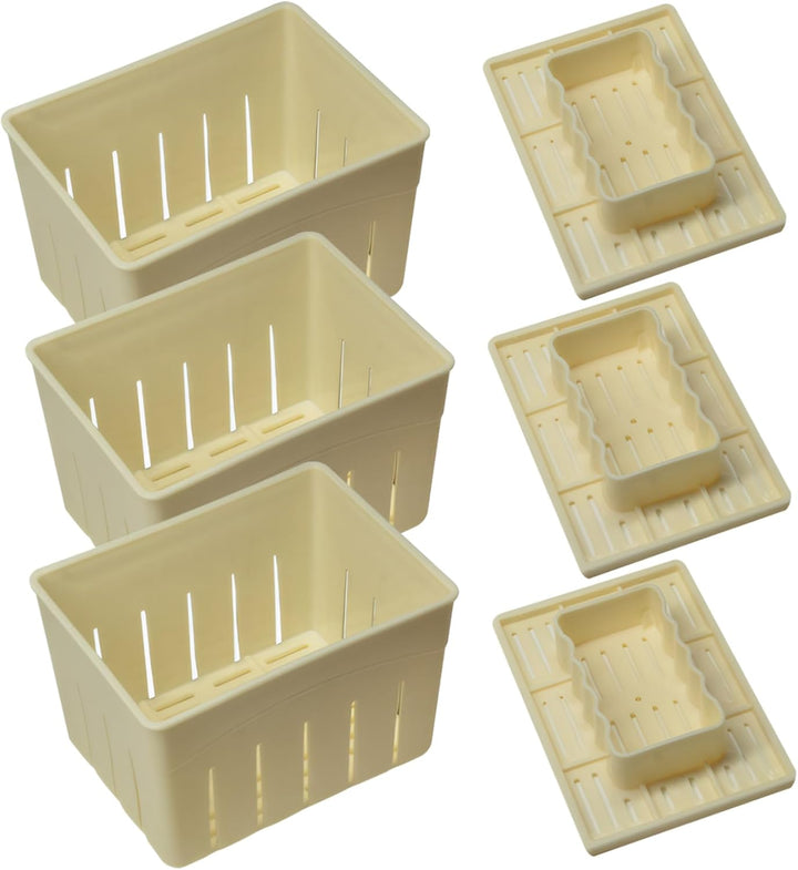 Tofu-Presse, 3 Stück, 14 x 10, 9 x 9, 4 cm, selbstgemachter Tofu-Maker, Lebensmittelqualität PP-Form