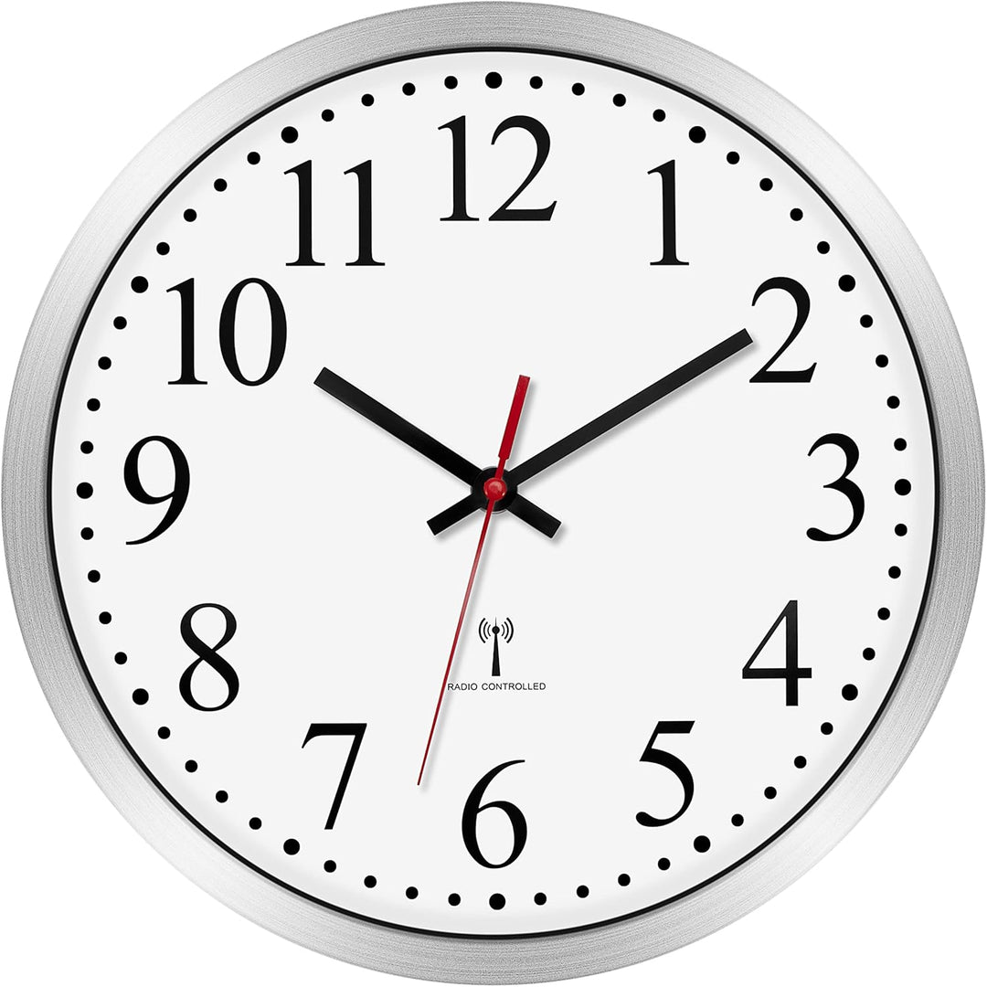 Foxtop Funk Wanduhr Geräuschlos Lautlos Analog Nicht Tickend 25 cm Leicht Ablesbare Uhr für Küche, W
