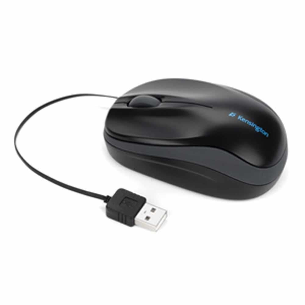 Kensington ergonomische mobile Maus mit einziehbarem Kabel, Pro Fit Mobile Computermaus mit Scrollri