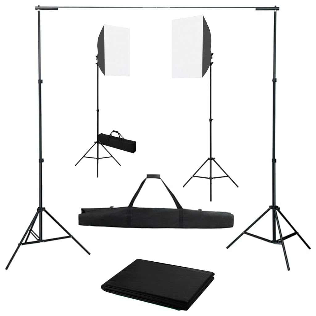 Fotostudio-Set mit Softboxen Hintergrundsystem und verstellbarem Stativ für Portrait-, Produkt- und