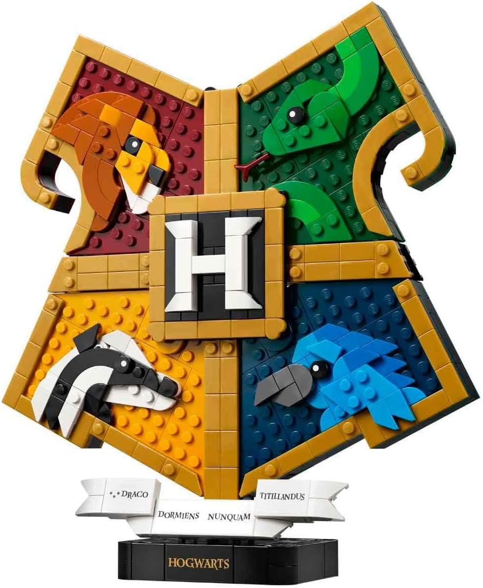 LEGO Harry Potter Hogwarts Hauswappen - Wanddeko 3D Modell mit Tieren - DIY Deko fürs Kinderzimmer -