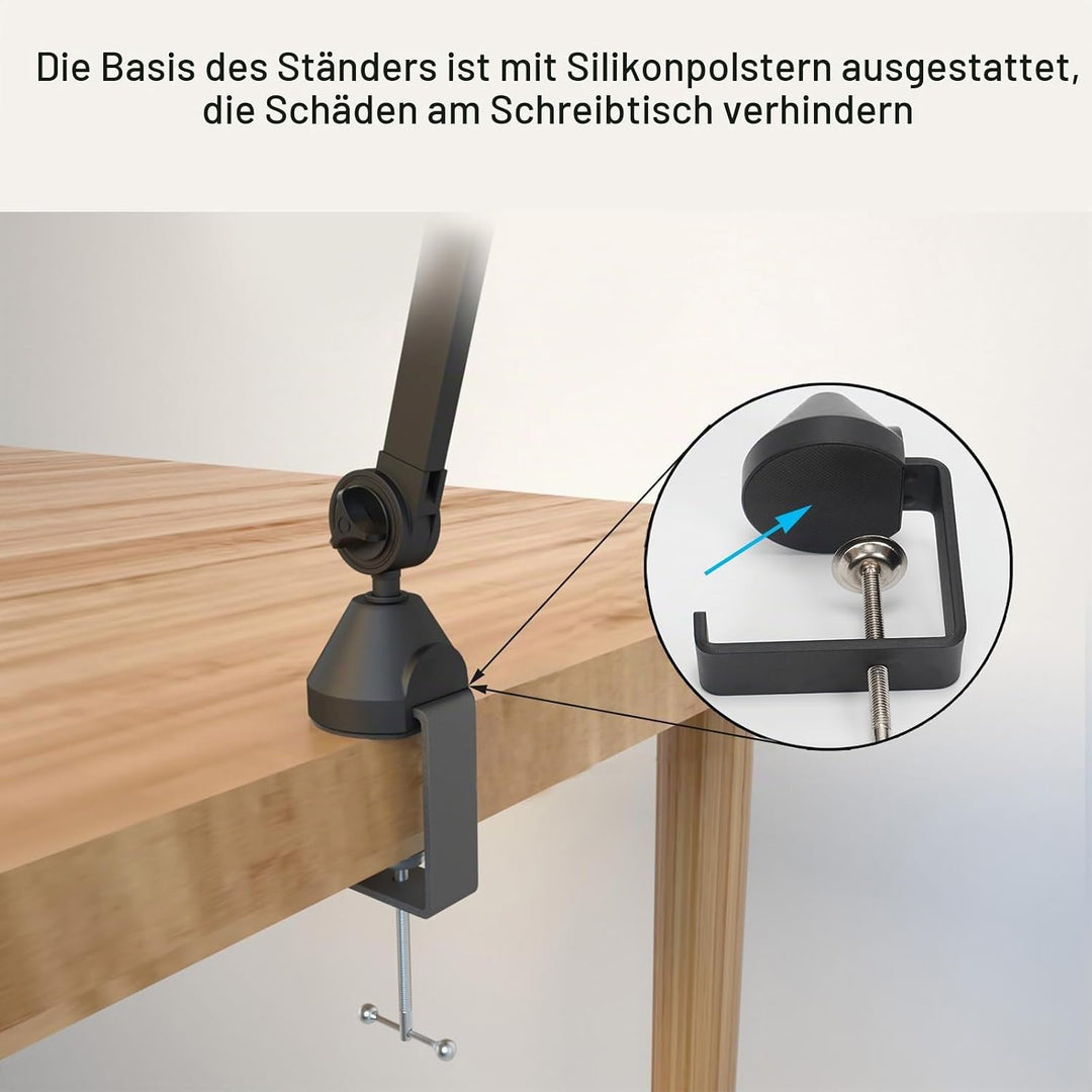 Mikrofonarmständer Verstellbarer Mikrofon-Tischhalter mit Tischklemme Professioneller Mikrofonarmstä
