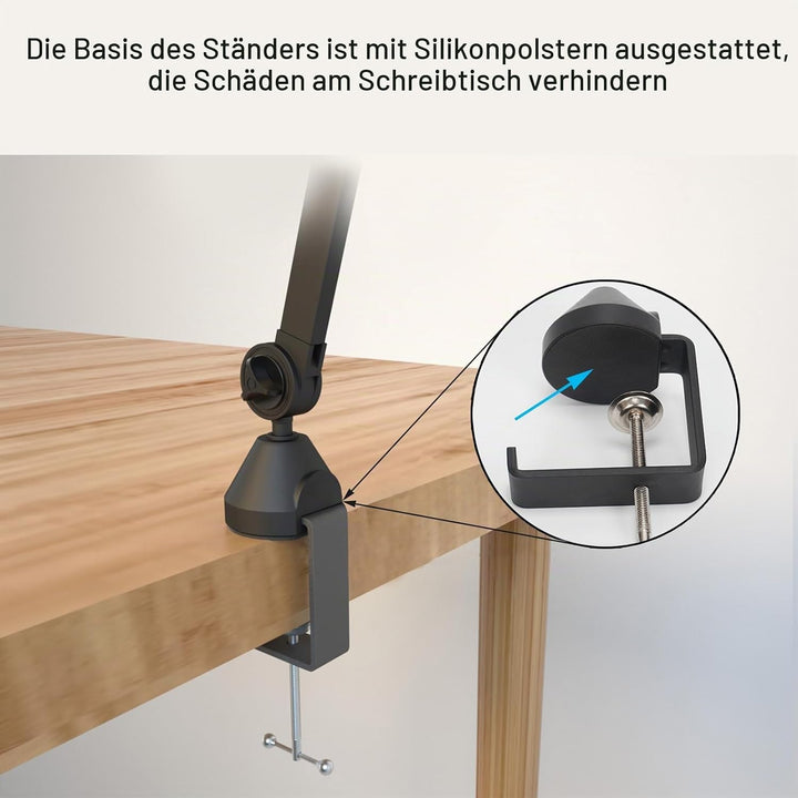 Mikrofonarmständer Verstellbarer Mikrofon-Tischhalter mit Tischklemme Professioneller Mikrofonarmstä