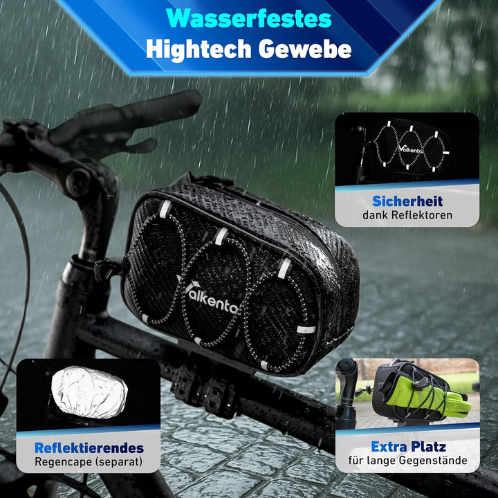 Valkental® Fahrrad Rahmentasche [Innovativer Adapter] Wasserfeste Oberrohrtasche mit Schnellspanner