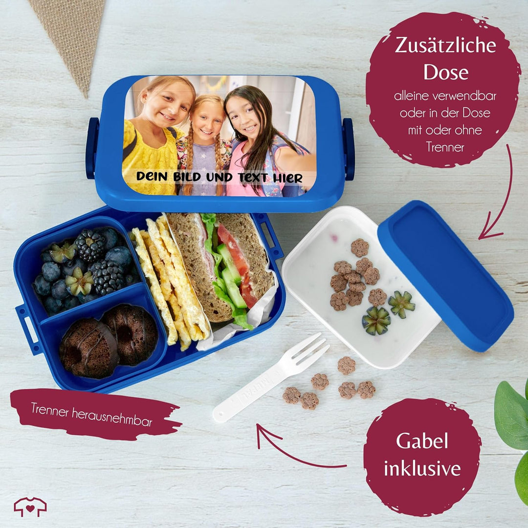 Kinder Bento Box Midi für Mepal Bentobox - Brotbox Dein Bild und Text I Custom Text und Foto Lunchbo