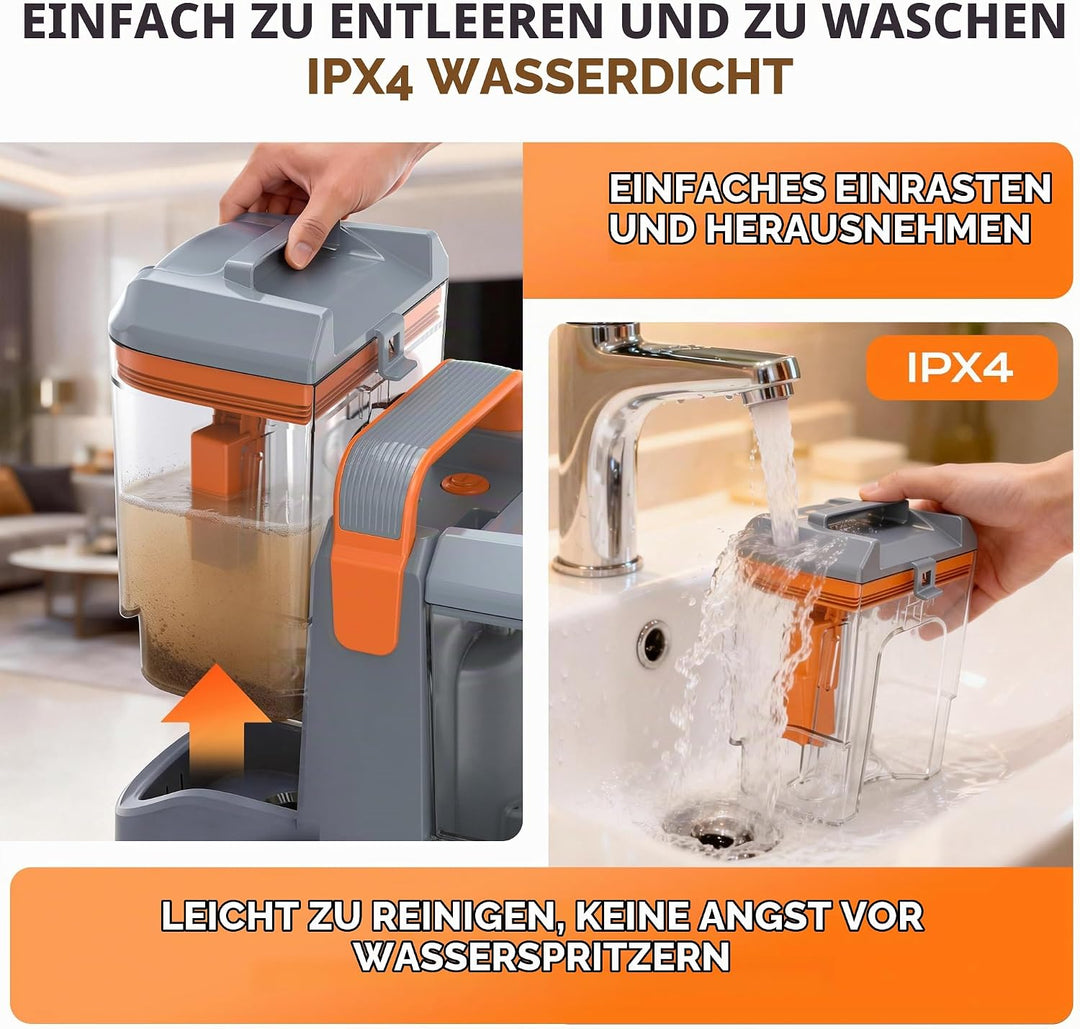 Polsterreiniger Gerät 450W 13kPa, Nasssauger Polsterreiniger für Sofa &amp; Auto, Waschsauger Teppichrei
