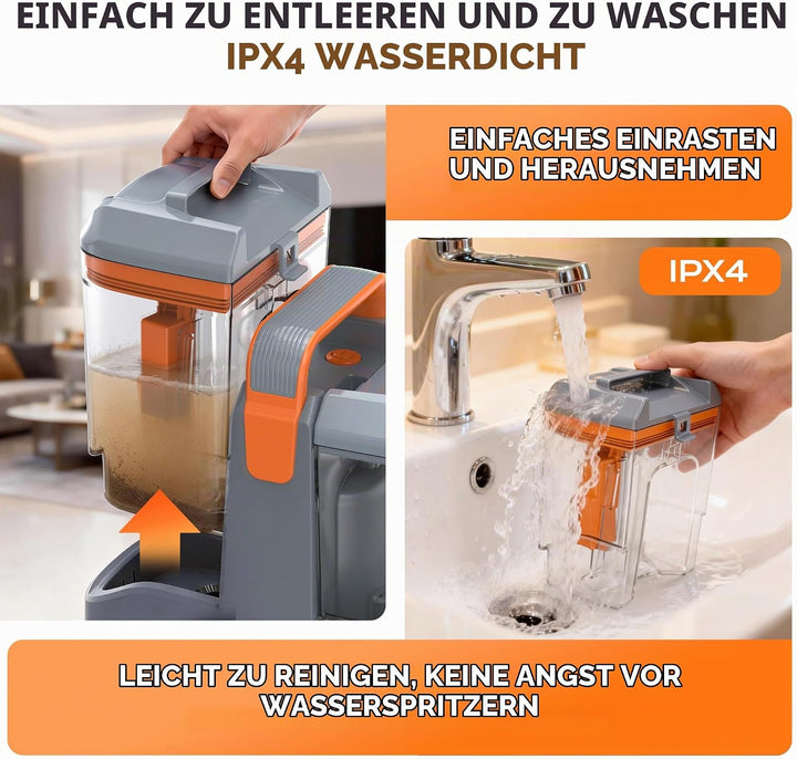 Polsterreiniger Gerät 450W 13kPa, Nasssauger Polsterreiniger für Sofa &amp; Auto, Waschsauger Teppichrei