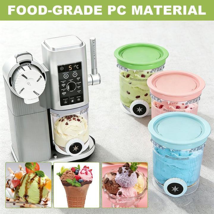 4 Stück Ninja Swirl Creami Behälter 500 ml Eisbehälter-für Ninja Creami NC701 & NC700 Serie Eismasch