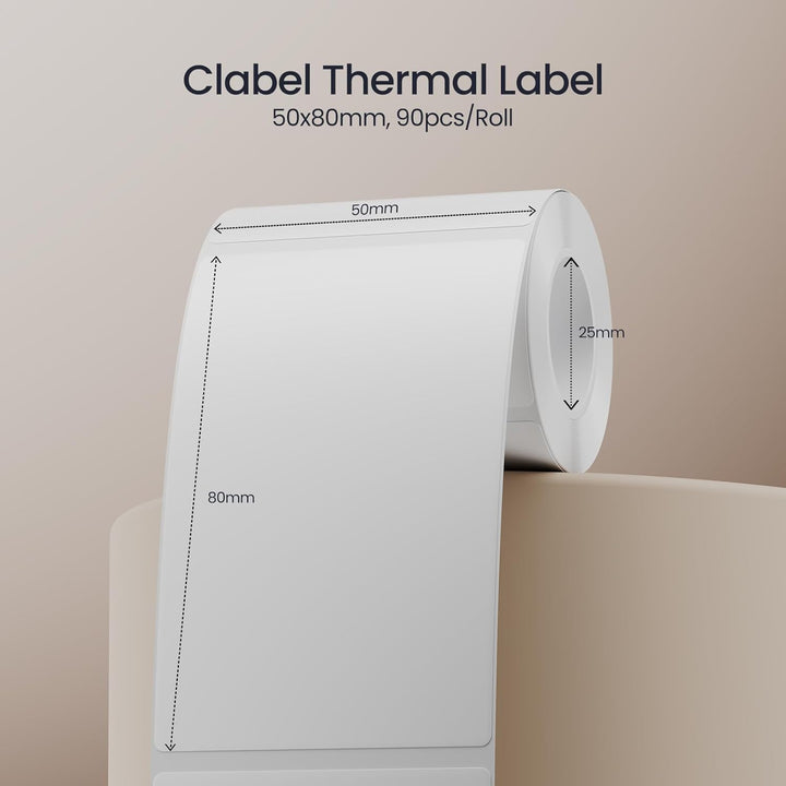 CLABEL 6 Rolle 50x80mm Thermo Weiss Etikettenband für Etikettendrucker Selbstklebend Klebeetiketten