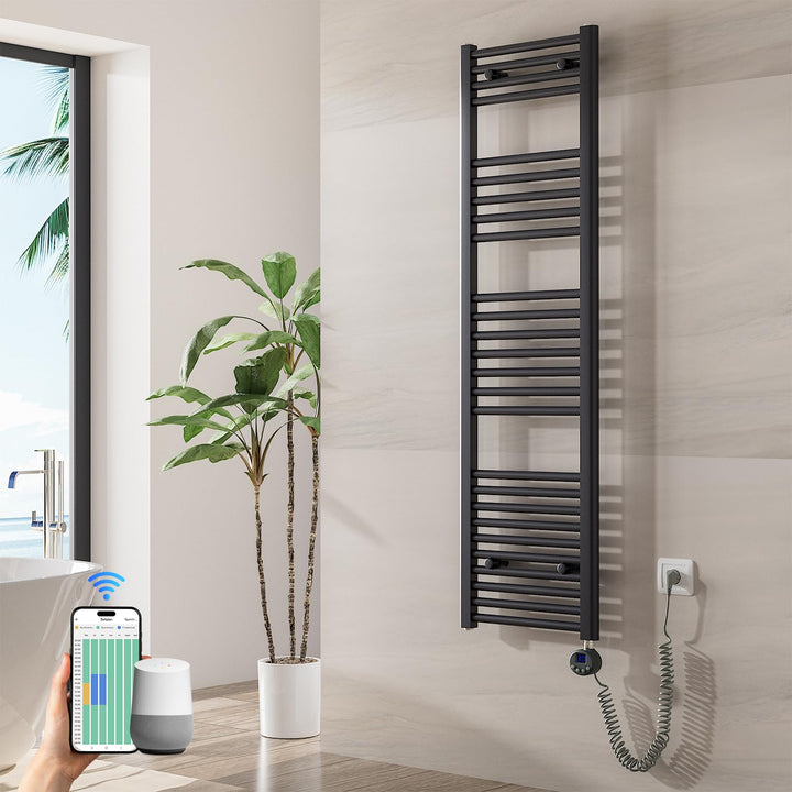 Heilmetz Badheizkörper Elektrisch mit Smart WiFi Heizstab 500W Leistung 1400 x 400 mm Anthrazit Gera