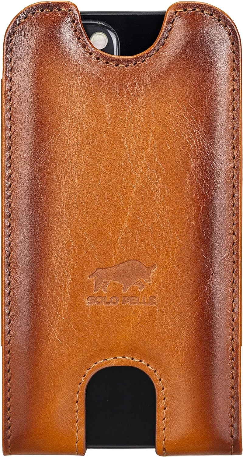 Solo Pelle Lederhülle für das iPhone 12 Mini + 13 Mini bis 5,4 Zoll Case Leder Hülle Ledertasche aus