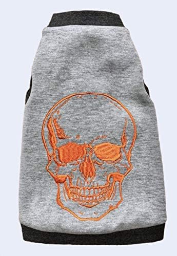 Kotomoda Sphynx Katzen T-Shirt Stickerei ORANGE Scull #2 (S) S Grau, S Grau