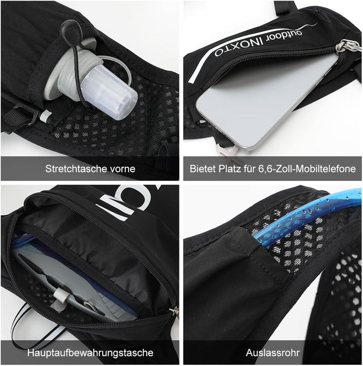 INOXTO Sport Wasserbeutel Weste Mit 1.5l Trinkblasen Running Weste Rucksack FüR Outdoor Wandern Trai