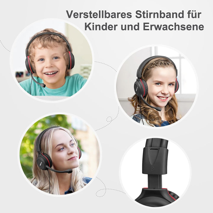 SIMOLIO Kopfhörer Kinder, Kabel Kinderkopfhörer mit Mikrofon für Schule und Gaming, On Ear kopfhörer