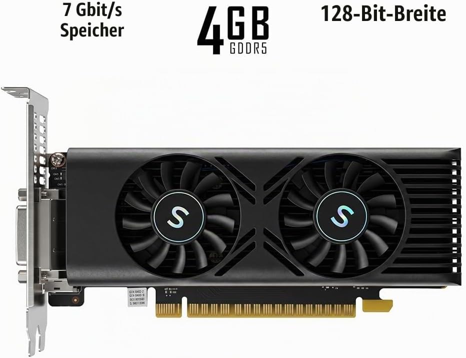 GTX 1050 Ti Grafikkarte für PC, 4GB GDDR5 128-bit, HDMI DisplayPort DVI-D, Computer GPU, Gaming Graf