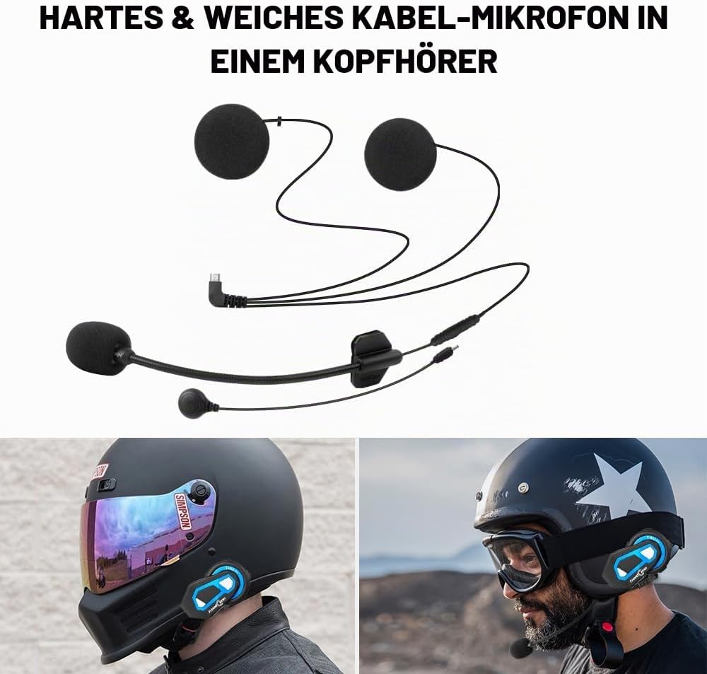 FreedConn T-Max Pro Motorrad Bluetooth Headset, Helm Intercom, Kommunikationssystem für bis zu 6 Mot