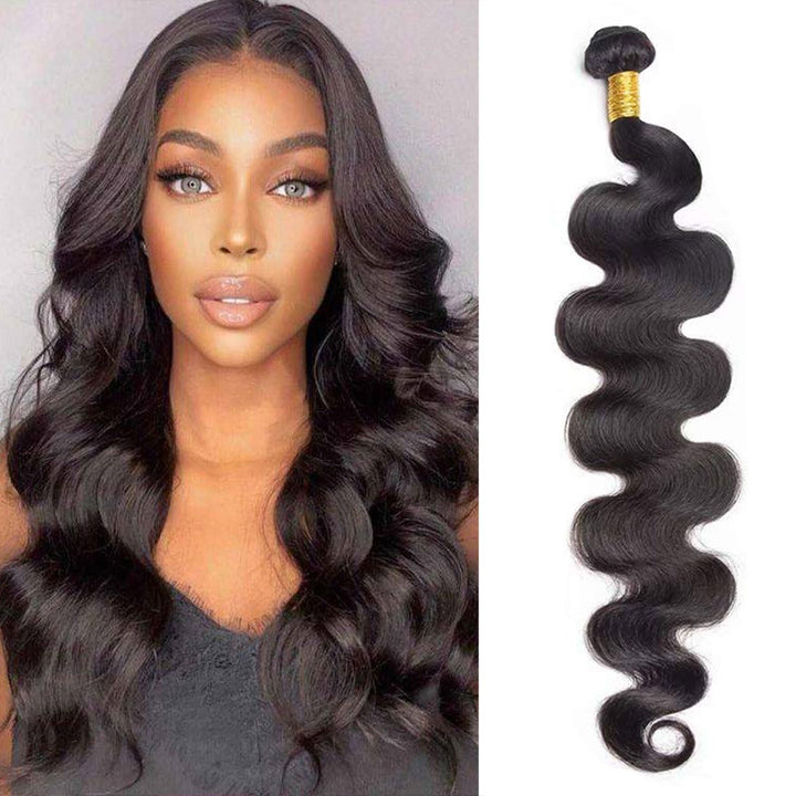 Huarisi 24 Inch Body Wave Bundles Human Hair Weave, 1 Bundle Brazilian Body Wave Hair Bundles for Bl