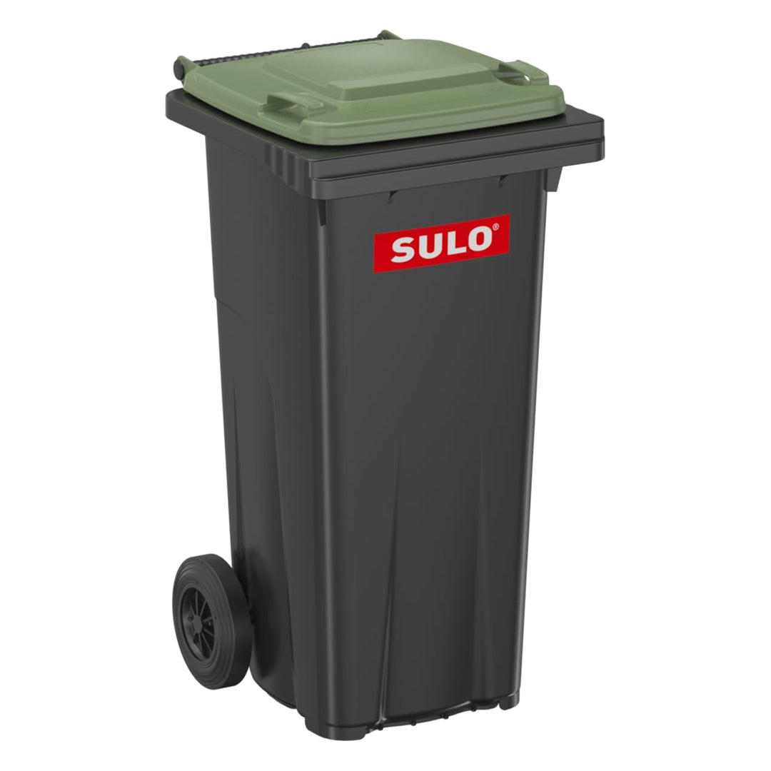 plasteo SULO 120 Liter Citybac Mülltonne Abfalltonne Grau mit GRÜNEM Deckel Für Strassenstellung Mad