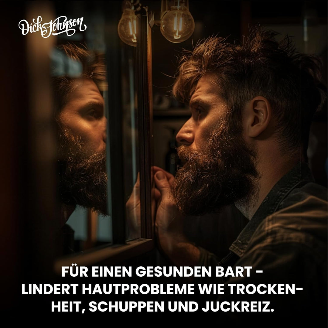 Dick Johnson Beard Oil True Whiskey | Bartöl für Männer | Bart Weichmacher mit Johannisbeersamenöl,