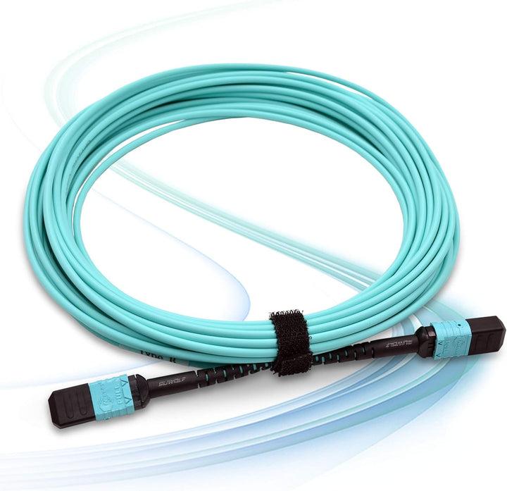 SUWOLF 1M / 3,3FT 12Fasern Polarität Typ B OM3 MPO zu MPO Patchkabel Beide Female LSZH MPO - MPO LWL