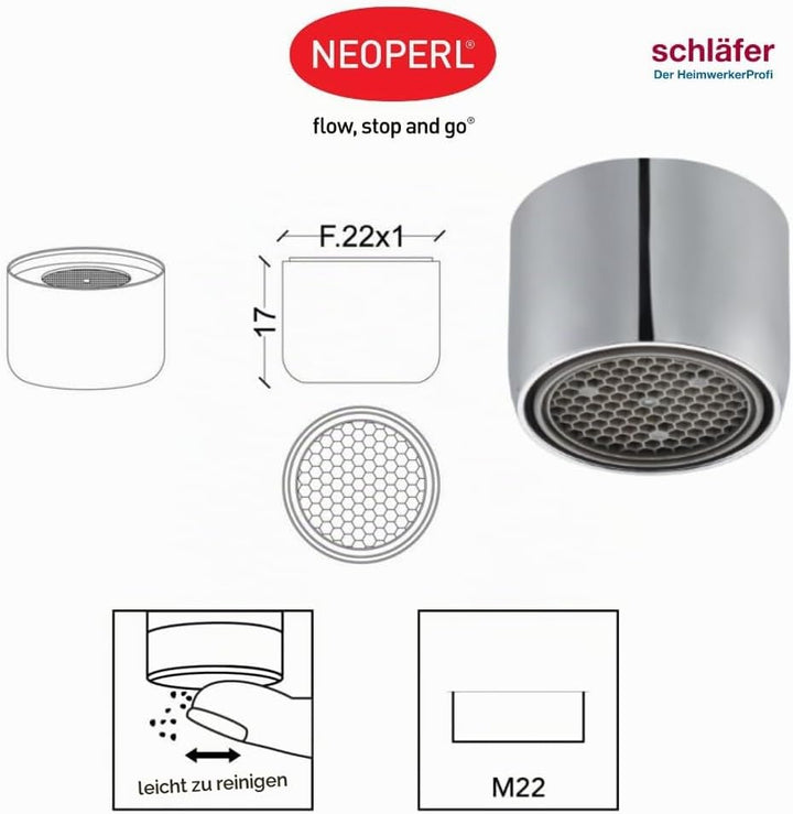 Schläfer 400114 - U-Auslauf für Stand- und Wandarmatur 30cm, U-Rohrauslauf mit Mischdüse M22, Schwen