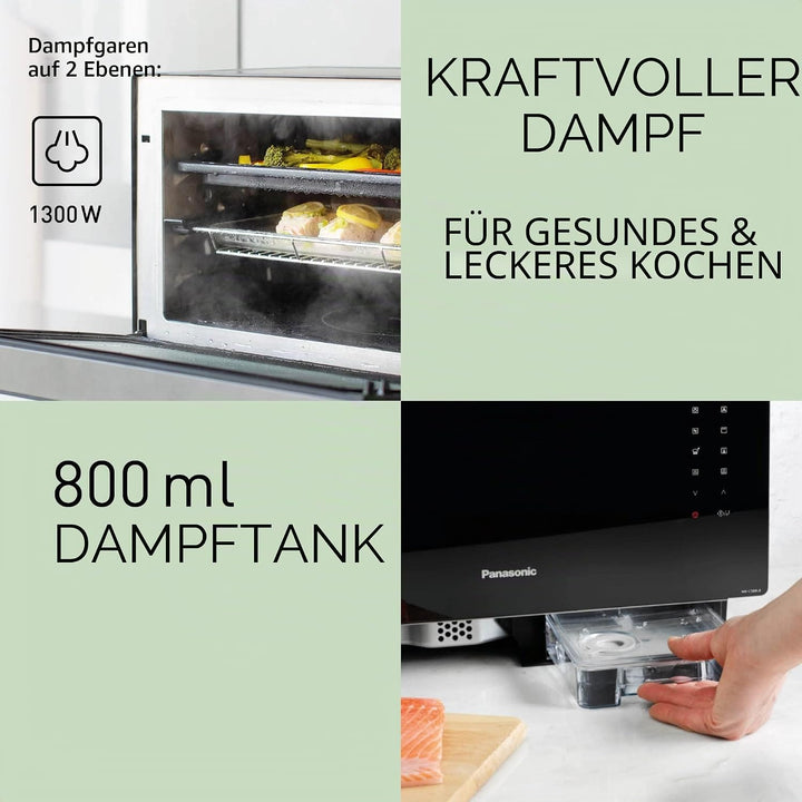Panasonic NN-CS88LBEPG 4 in 1 Dampf Kombiofen mit Dampf, Mikrowelle, Grill, Konvektion, Inverter Tec