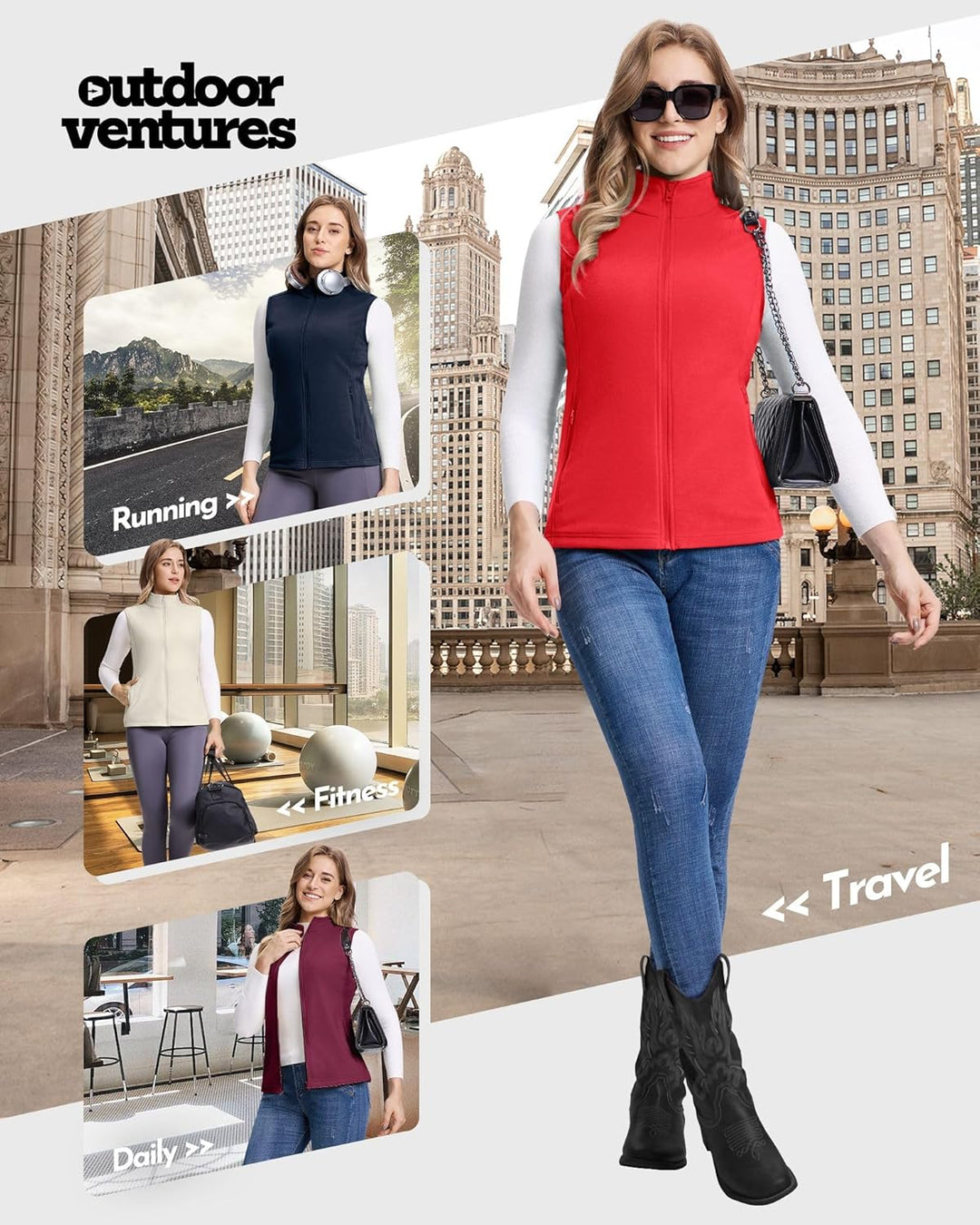 Outdoor Ventures Damen Weste Fleece Outdoor Polar Fleeceweste Ärmellos Jacke Luafwesten für Frauen S