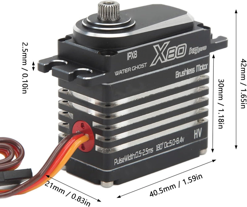 80KG RC Car Servo, Aluminiumlegierung High Torsion IPX8 Wasserdichtes RC Digital Servo für 1/8 1/10