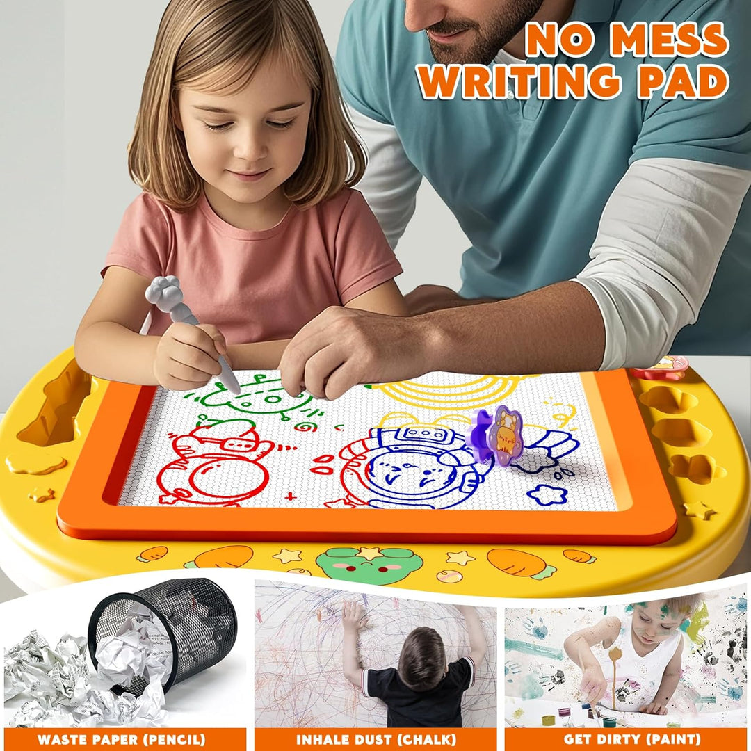 XL Magnetische Zaubertafel für Kinder, Maltafel mit Stempel & Stift, Lernspielzeug & Reisegrösse, Ge