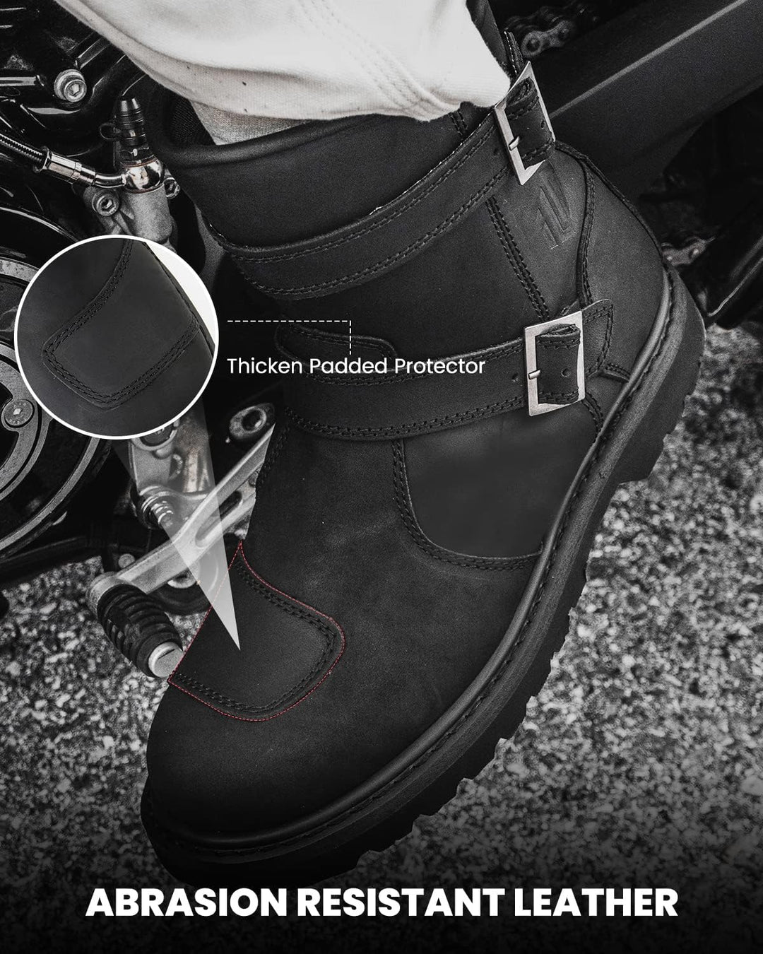 ILM Motorradstiefel-Motocross Stiefel Motorradschuhe Leder mit Seitlichem reissverschlüsse Herren Da